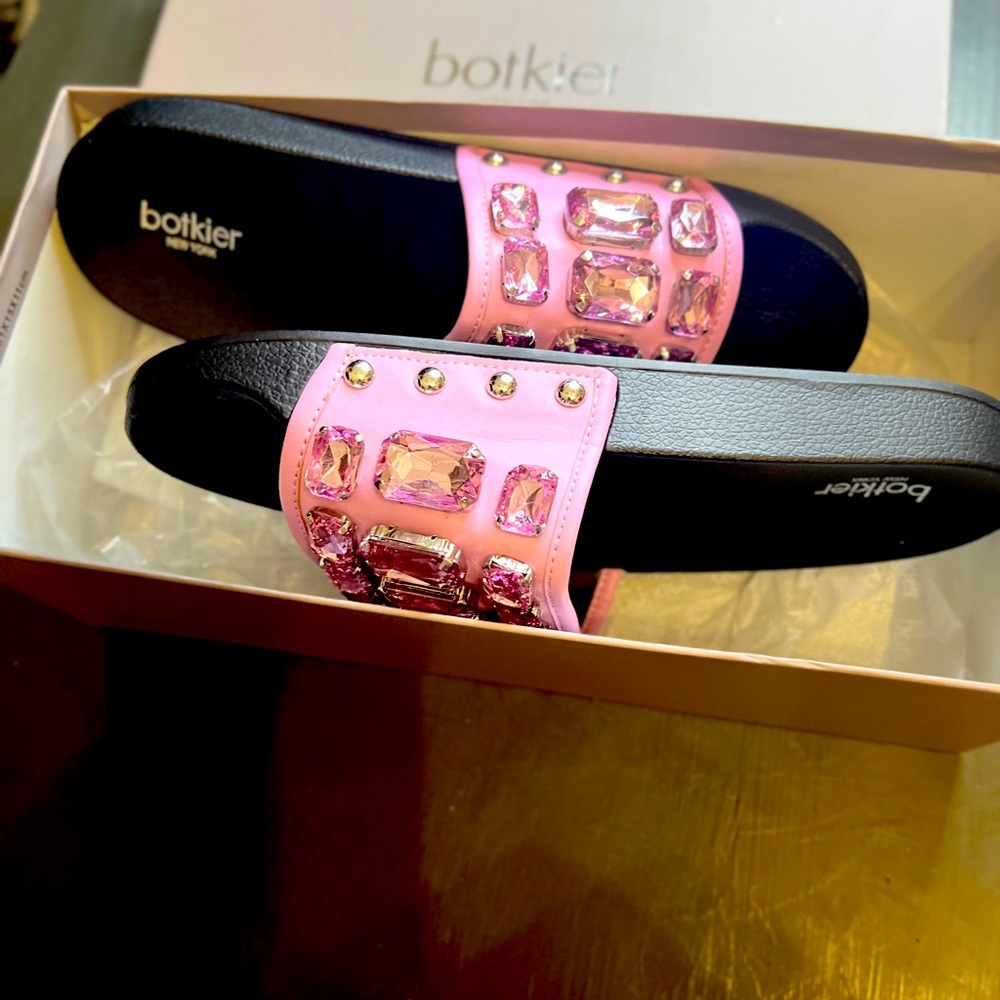 Botkier Pink and Black Sandals with Decorative Band - Picture 2 of 3
